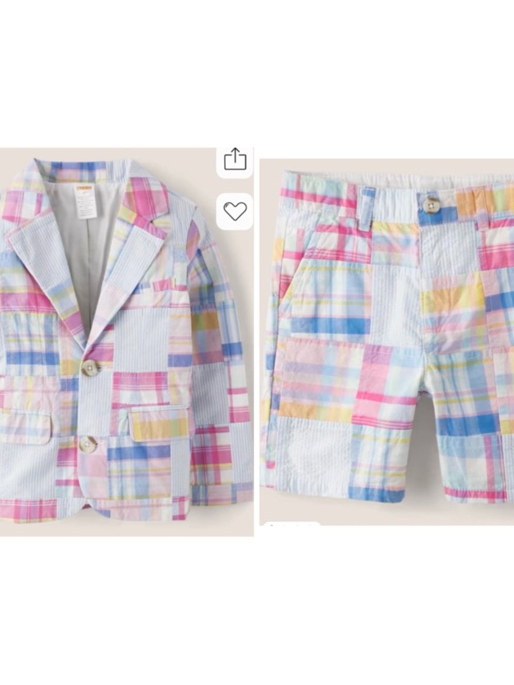 ~sold~Plaid Madras Poplin Blazer & Shorts Set, Sz 4T